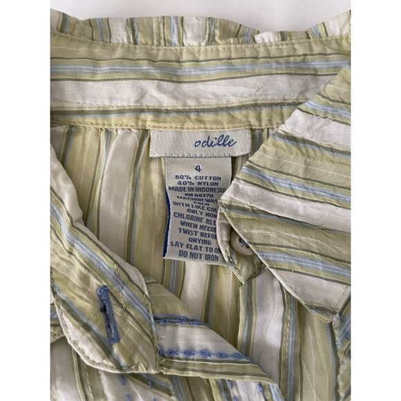 Anthropologie Odille Women's Sz 4 Striped Button Down Blouse - Picture 3 of 4